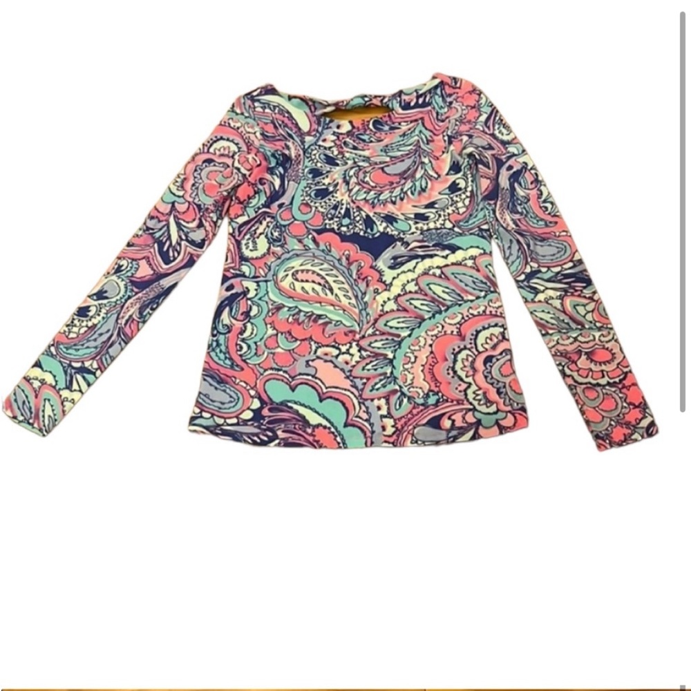 Lilly Pulitzer Top Womens XXS Pink Blue Tristan Long Sleeve Top - Picture 2 of 7